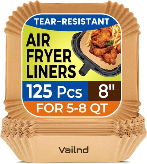 125Pcs 8 Inch Square Air Fryer Liners Disposable for 5-8QT, Parchment