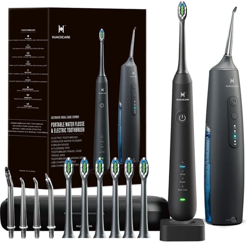 2-1 Oral Clean Kit- Water Dental flosser & Electric Toothbrush Combo- Brushing & Flossing- for Teeth Cleaning and Gum