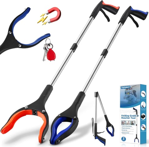 32” Grabber Reacher Tool, 2-Pack Foldable Reacher Grabber Pickup Tool