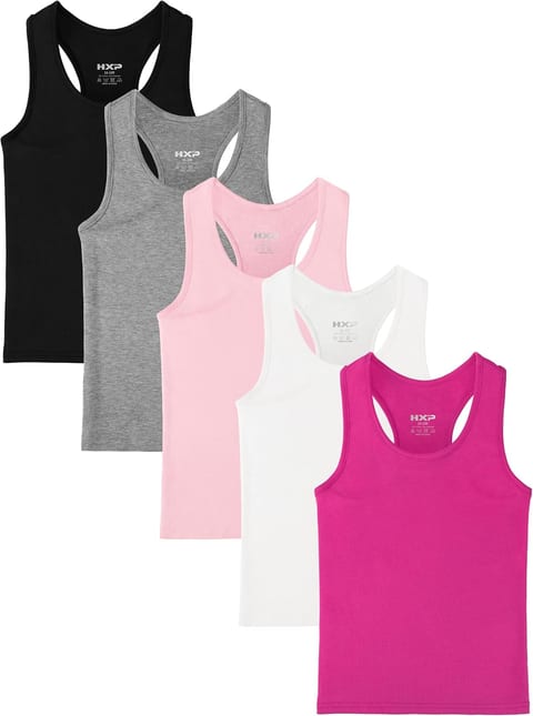 5 Pack Girls Tank Tops Girls Undershirts Soft Cotton Kids Dance Tank