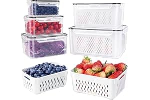5 PCS Large Fruit storage Containers for Fridge ,Food Storage