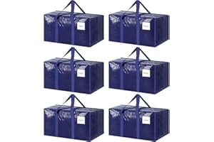 6 Pack Extra Heavy Duty Large Moving Bags with Strong Zipper, Dark