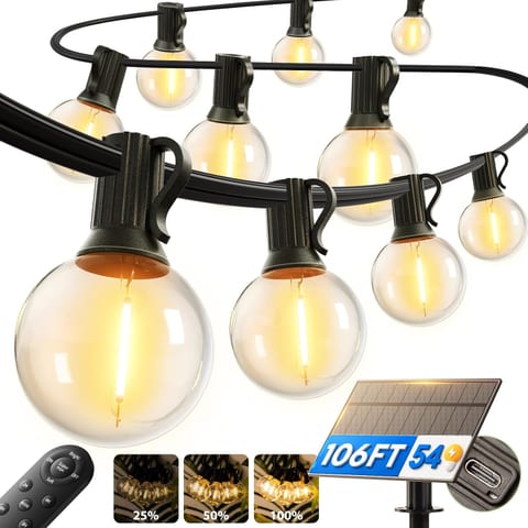 addlon 100FT 54LED Solar String Lights Outdoor Waterproof with