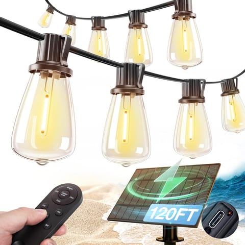 addlon 120FT(114+6) Solar String Lights Outdoor Waterproof with