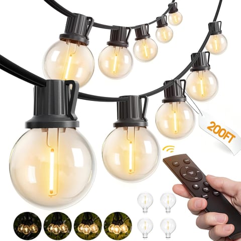 addlon 200FT Outdoor String Lights G40 with Remote Control, Dimmable