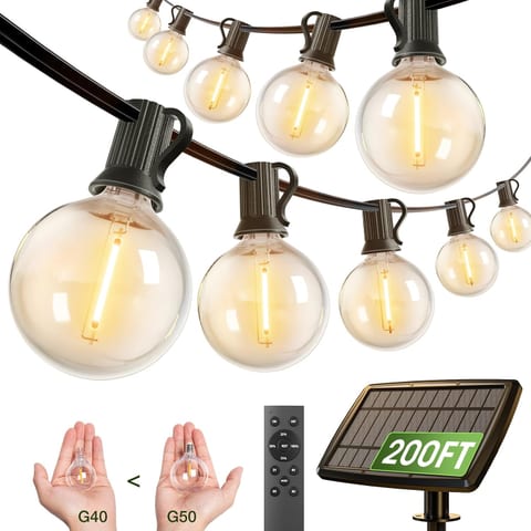addlon 200FT Solar String Lights for Outside G50 Waterproof