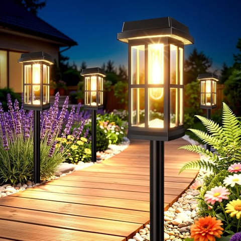 Ahaorigin 8 Pack Solar Pathway Lights Outdoor, 2 Lighting Modes