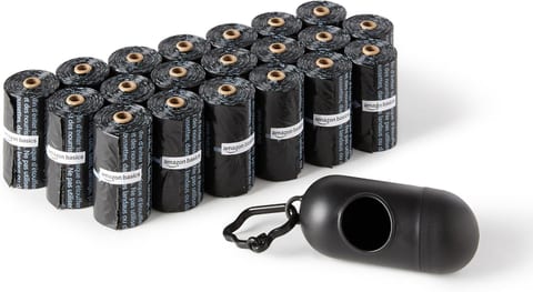 Amazon Basics Dog Poop Leak Proof Bags with Dispenser and Leash Clip