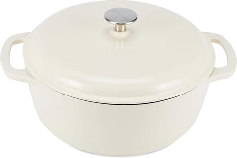Amazon Basics Enameled Cast Iron Dutch Oven Pot with Lid, Round, Dual