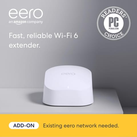 Amazon eero 6 mesh wifi add-on extender - Add up to 1,500 sq. ft. of