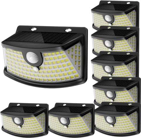 Aootek Solar Motion Sensor Lights Outdoor 120 LEDs, Black, 8 Pack