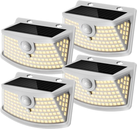 Aootek Solar Motion Sensor Lights Outdoor 120 LEDs, White, 4 Pack