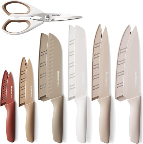 Astercook Knife Set 13 Pieces Kitchen Knives Set With Healthy Anti Rust Coating