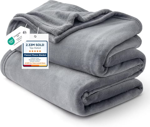 Bedsure GentleSoft Fleece Bed Blankets Queen Size Grey - Soft Warm