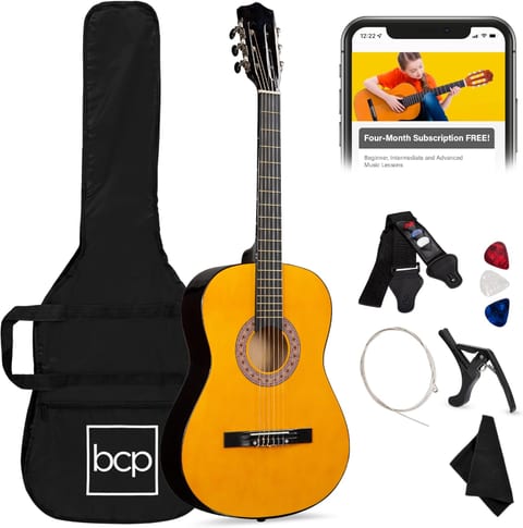 Best Choice Products 38in Beginner All Wood Acoustic Guitar Starter Kit w/Gig Bag