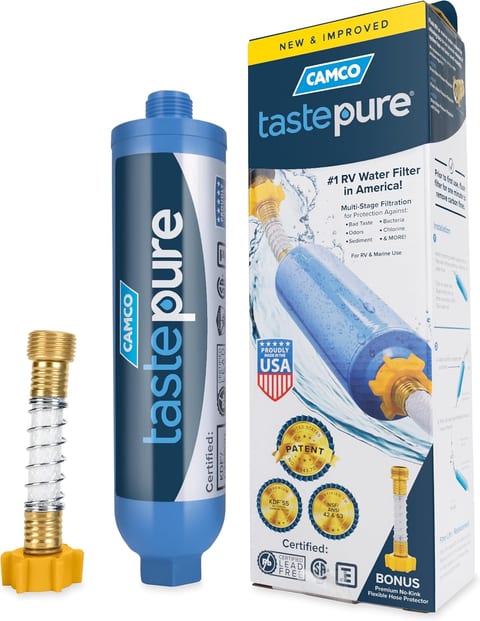 Camco Tastepure RV Water Filter - GAC & KDF Filtration - Made in the