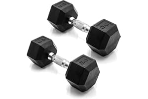 CAP Rubber Coated Dumbbell Weights, Free Weights for Home Gym