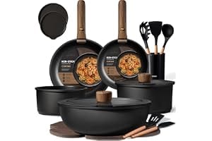 CAROTE 21pcs Pots and Pans Set Non Stick, Detachable Handle Cookware