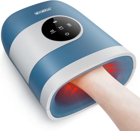 CINCOM Upgraded Hand Massager with Heat and Compression, Blue