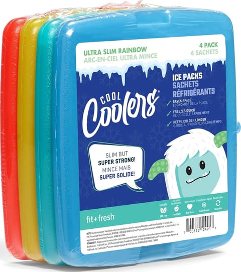 Cool Coolers by Fit + Fresh, 4 Pack Slim Ice Packs, Space Saving