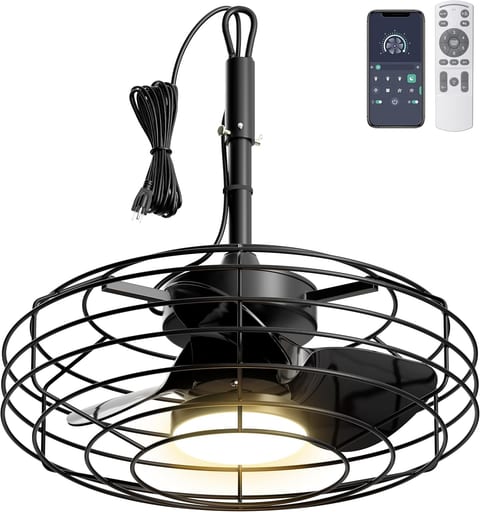 Coolbull 20'' Black Outdoor Gazebo Ceiling Fans with Light | IP63