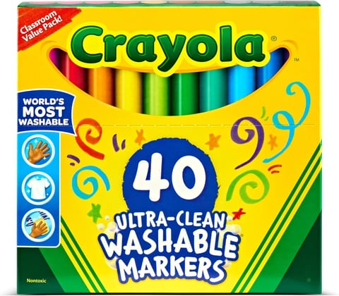 Crayola Ultra Clean Washable Markers (40ct), Teacher School Supplies
