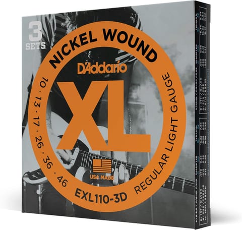 D'Addario Electric Guitar Strings, XL Nickel, EXL110-3D, Regular