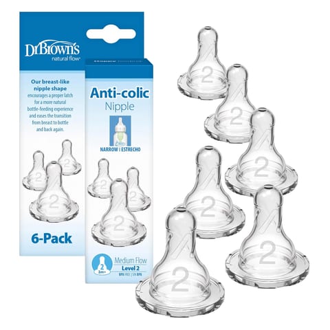 Dr. Brown’s Natural Flow Level 2 Narrow Baby Bottle Silicone Nipple