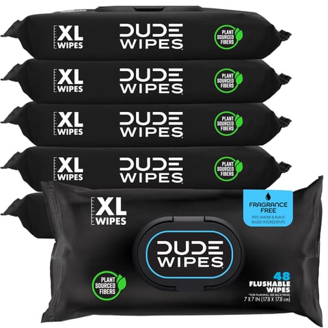 DUDE Wipes Unscented Flushable Wipes - Extra-Large Adult Wet Wipes