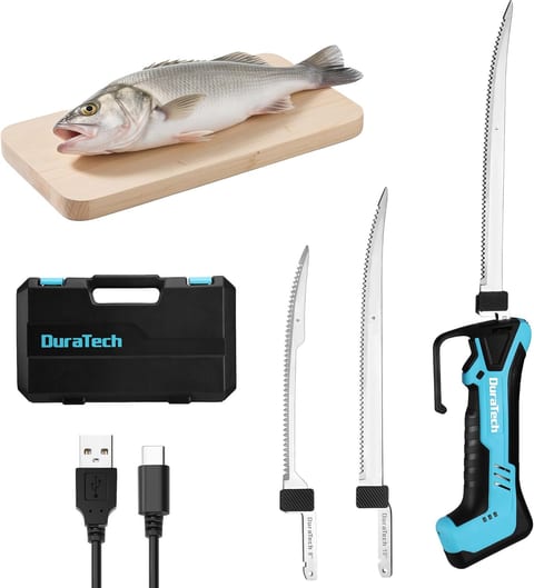 DURATECH 12V Cordless Electric Fillet Knife with 8" & 10" Razor-Sharp