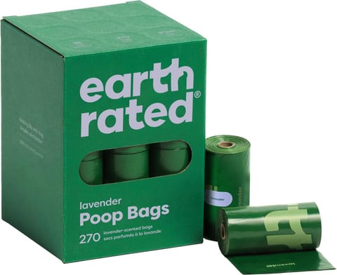 Earth Rated Dog Poop Bags on Refill Rolls, 270 Bags, Lavender |