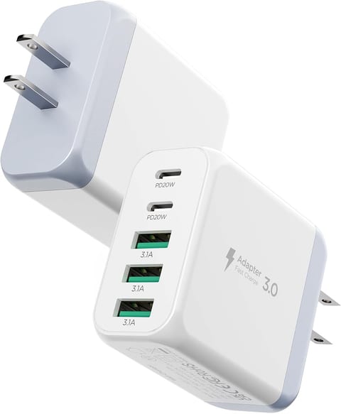 EIZLXQ USB C Charger Block,50W 5-Port Fast Wall Charger,Dual Type-C &