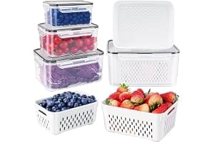 Fruit Storage Containers for Fridge with Removable Colander, Airtight