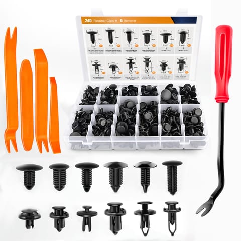 GOOACC 240PCS Bumper Retainer Clips Car Plastic Rivets Fasteners Push