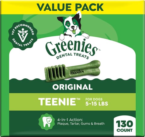 Greenies Teenie Original Natural Dental Dog Treats, Chicken, 130