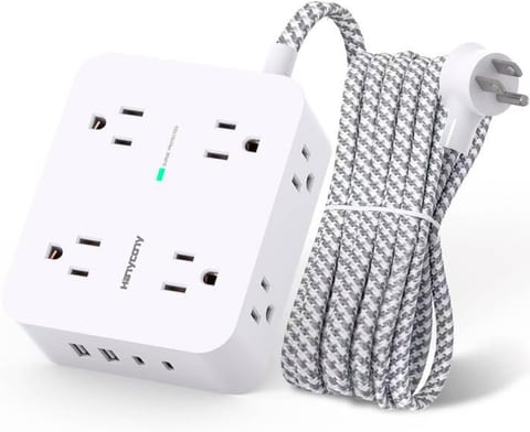 HANYCONY Surge Protector Power Strip, 1080J, 5 Ft Braided Extension