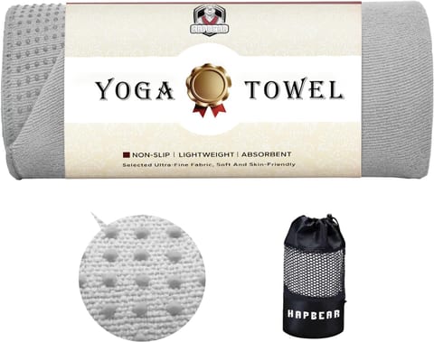 HAPBEAR Non Slip Yoga Mat Towel with Grip Dots, 72" x 24" Hot Yoga