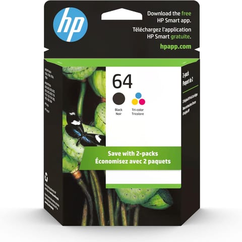 HP 64 Black & Tri-Color Ink Cartridges Printers (Combo Pack)