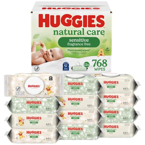 Huggies Natural Care Sensitive Baby Wipes, Unscented, Hypoallergenic