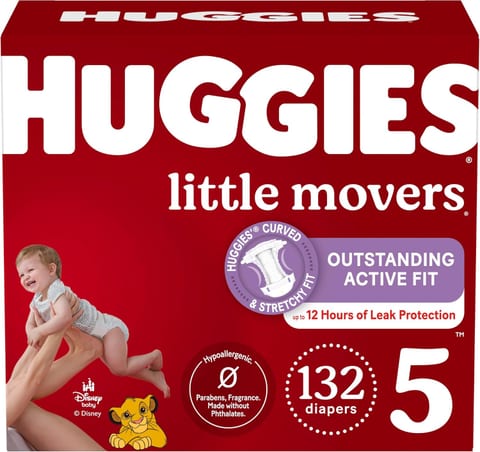 Huggies Size 5 Diapers, Little Movers Baby Diapers, Size 5 (27+ lbs)