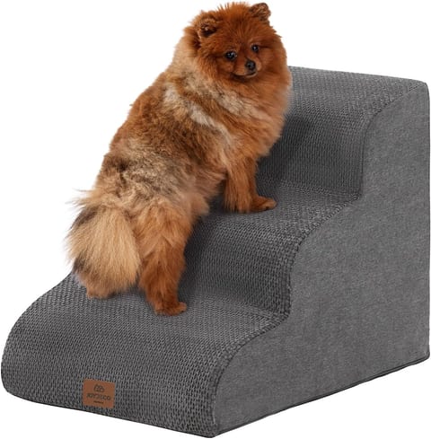 Joydeco Dog Stairs for Bed 17.1" H, 3-Step Pet Steps for Small Dogs