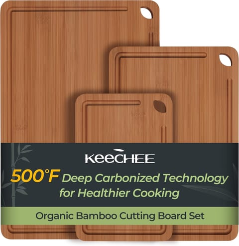 Keechee Bamboo Cutting Board, Durable Wood Cutting Boards for Kitchen
