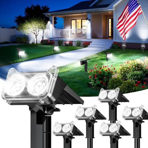 LETMY Solar Lights Outdoor Waterproof IP65, 6 Pack Solar Spot Lights