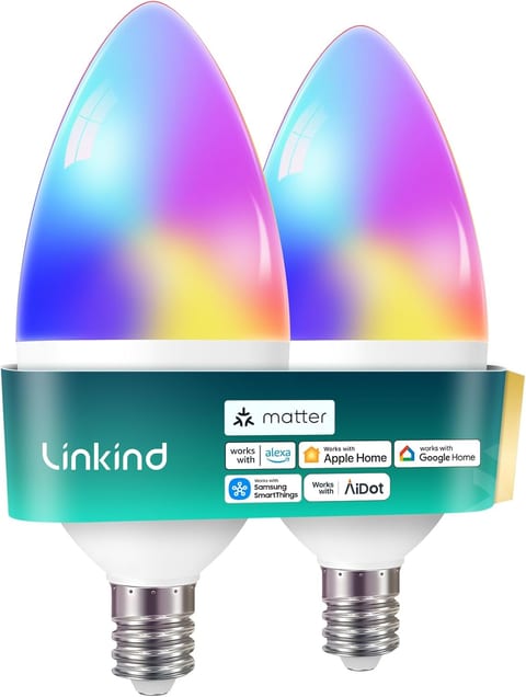 Linkind Matter Smart Bulbs, E12 Led Bulb Works with Alexa/Apple