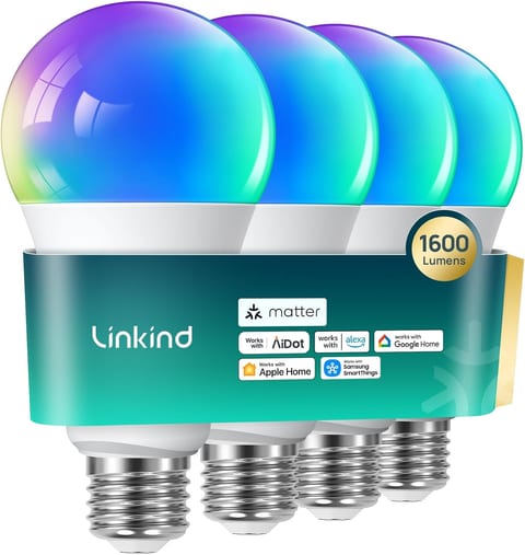 Linkind Matter Smart Light Bulb,1600LM 100W Smart Bulbs Work with
