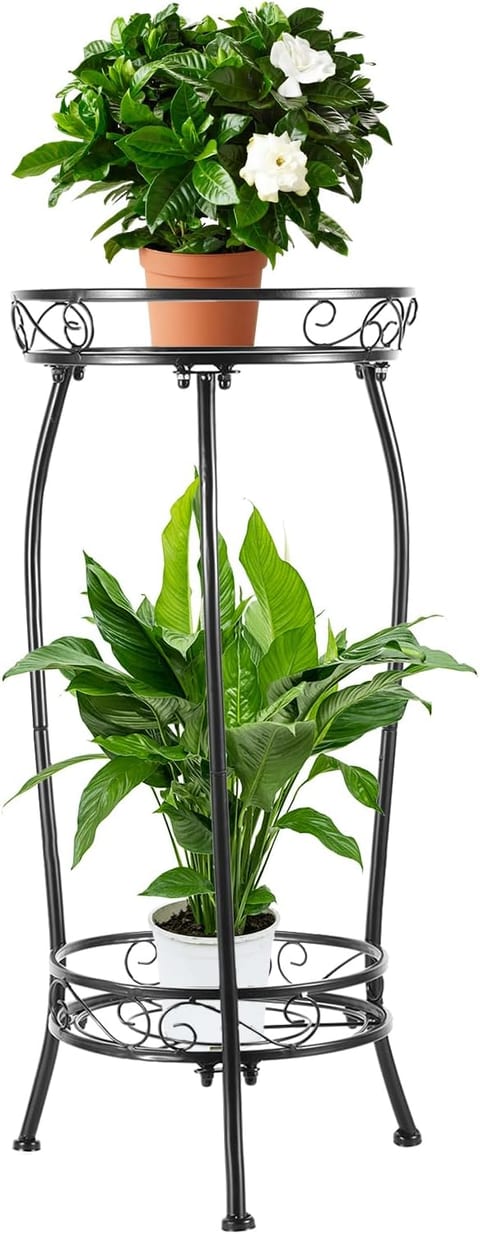 LOYAL TIGER Plant Stand Indoor Outdoor, 2 Tier 27 Inch Tall Metal |