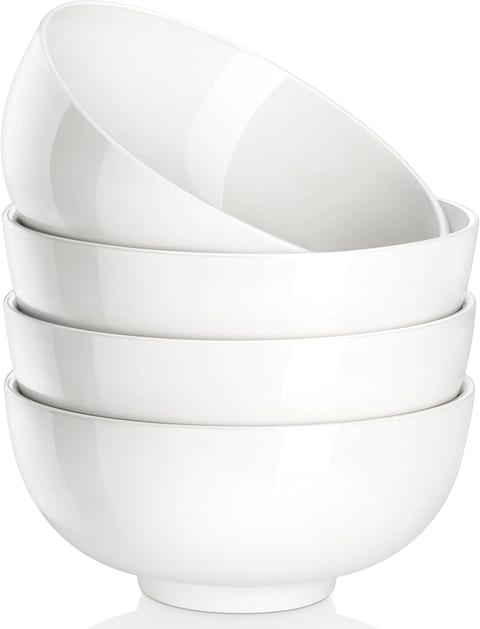 MALACASA 26 Oz White Ceramic Soup Bowls of 4, Cereal Bowls for Kitchen
