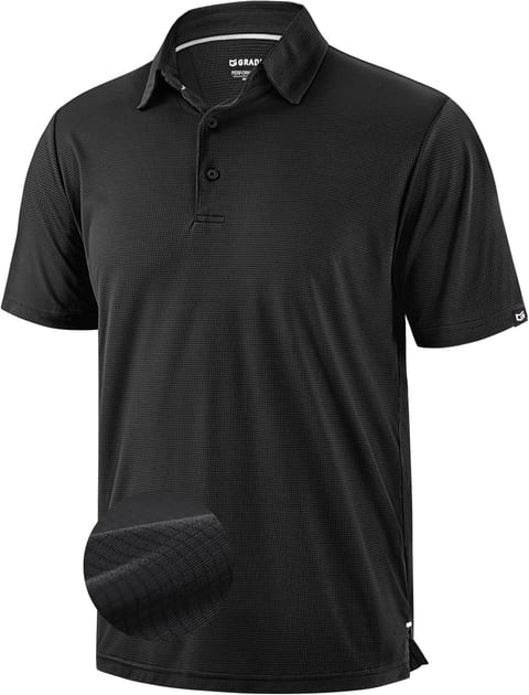 Mens Golf Shirt Grid Lightweight Short Sleeve Dry Fit Moisture