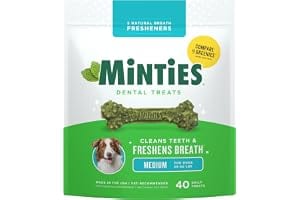 Minties Mint Dental Chews for Dogs, Medium Breeds 25-50 lbs, 40 Ct