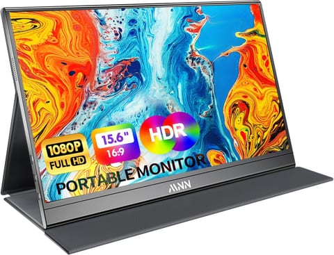 MNN Portable Monitor 15.6inch FHD 1080P USB C HDMI Gaming Ultra-Slim IPS Display w/Smart Cover & Speakers,HDR Plug&Play